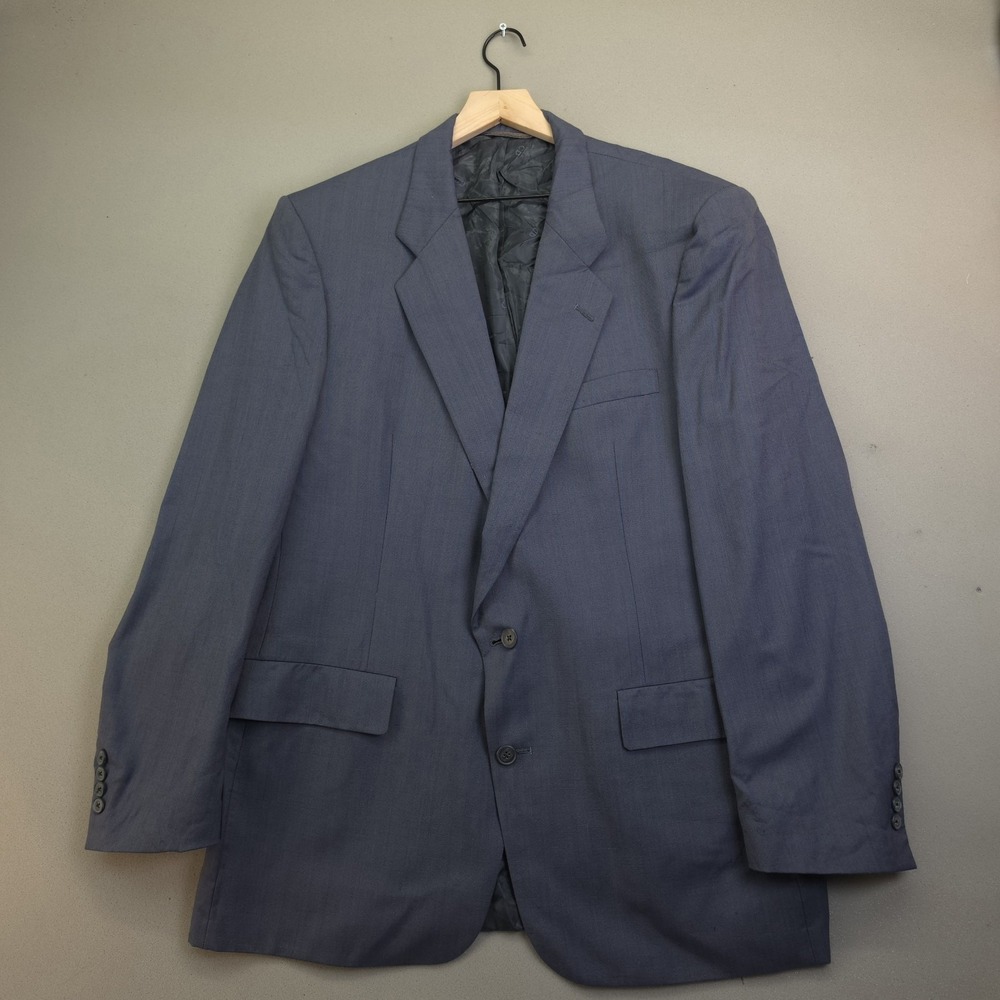 Vintage Christian Dior Monsieur Blazer Mens 42R Slate Blue Pinstripe Wool Jacket